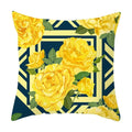 Axyaa Yellow Floral Geometric Pillowcase for Home Decor