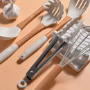 Axyaa 9pcs Silicone Kitchen Utensils Set with Storage Bucket, Non-stick Spatula, Soup Spoon