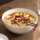 Axyaa Large Ceramic Soup Noodle Bowl - Beige Boiled Sauerkraut Fish Dish