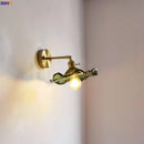 Axyaa Green Glass Copper LED Wall Lamp Sconce Pull Chain Modern Nordic Wandlamp