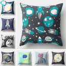 Axyaa Spaceship Astronaut Polyester Throw Pillow Case for Home Decor