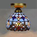 Axyaa European Floral Rose Mosaic Ceiling Light - Antique 8" Flush Mount for Dining Room/Library