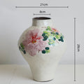 Axyaa Chinese Watercolor Graffiti Flower Vase | Handmade Retro Decorative Earthenware Jar