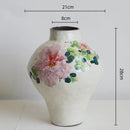 Axyaa Chinese Watercolor Graffiti Flower Vase | Handmade Retro Decorative Earthenware Jar