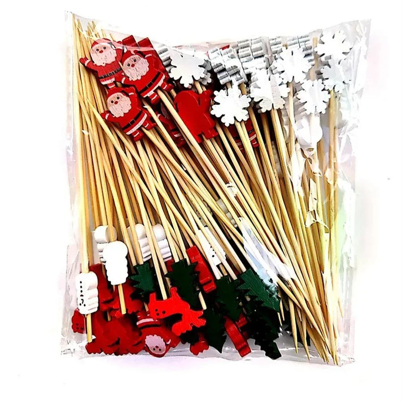 Axyaa Christmas Fruit Skewers: Santa Claus, Snowflake, Xmas Tree Forks
