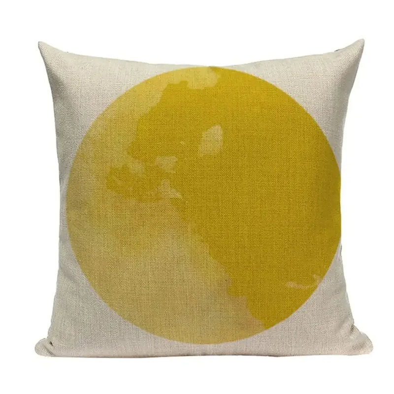 Axyaa Yellow Geometric Linen Pillow Case 45*45cm