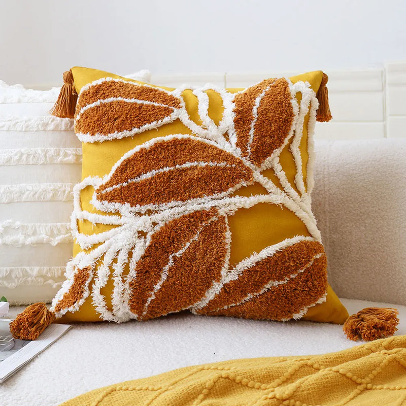 Axyaa Tufted Cushion Cover with Tassel - 45x45cm - Mori Style - Home Decor