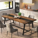 Axyaa 8-Person Wood Dining Table, 70.87" Rectangular Kitchen Table