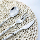 Axyaa 16-Piece Stainless Steel Cutlery Set with Imitation Wooden Handles
