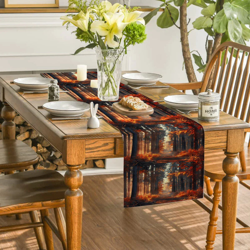 Axyaa Autumn Forest Sunshine Table Runner for Kitchen Dining and Party Decor