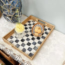 Axyaa Rattan Shell Checkerboard Tray: Creative and Natural Home Organizer