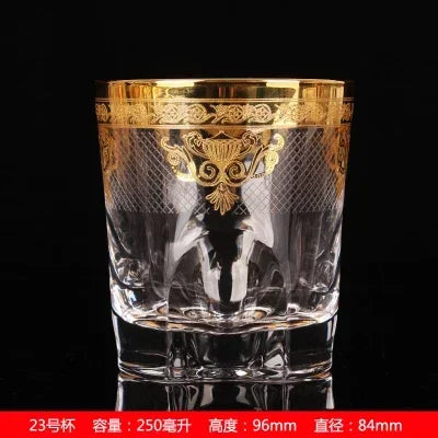 Axya Palace Crystal Glass Beer Mug with Gold Line - Large Juice Whiskey Wine Cup