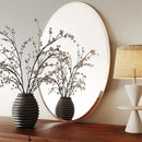Axyaa Beveled Silver Edge Round Wall Mirror - Frameless Decor Mirror