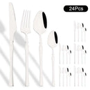 Axyaa 24Pcs Pink Gold Stainless Steel Cutlery Set - Western Flatware Tableware