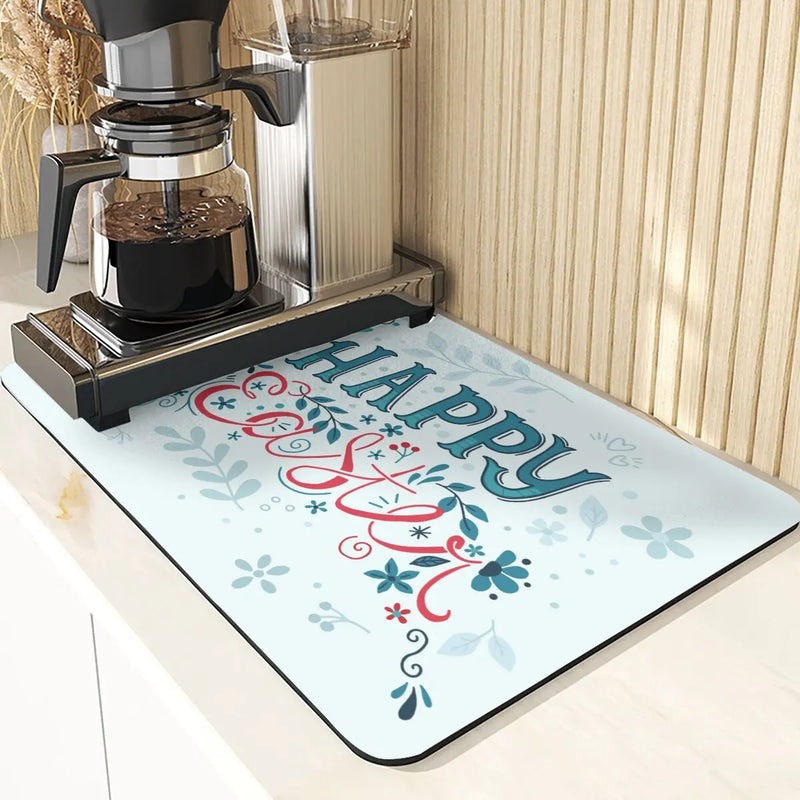Axyaa Easter Rabbit Print Placemats & Coasters: Absorbent Kitchen Mats & Home Decor