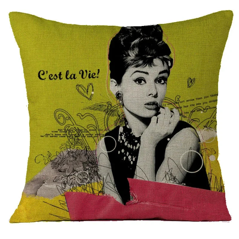 Audrey Hepburn Plush Cushion Cover by Axyaa - Home Decor Sofa Pillow Cover