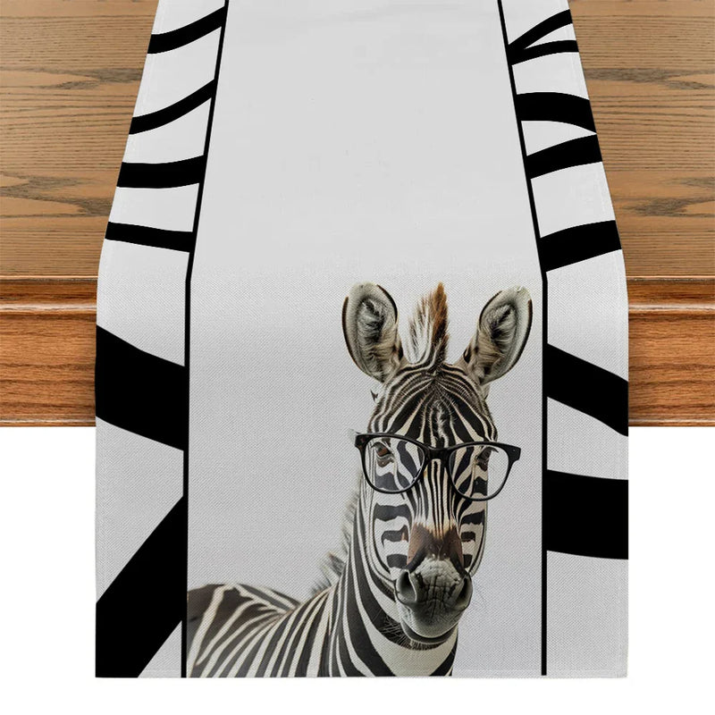 Axyaa Zebra Print Table Runner: Stylish Dining Decor for Indoor & Outdoor Tables