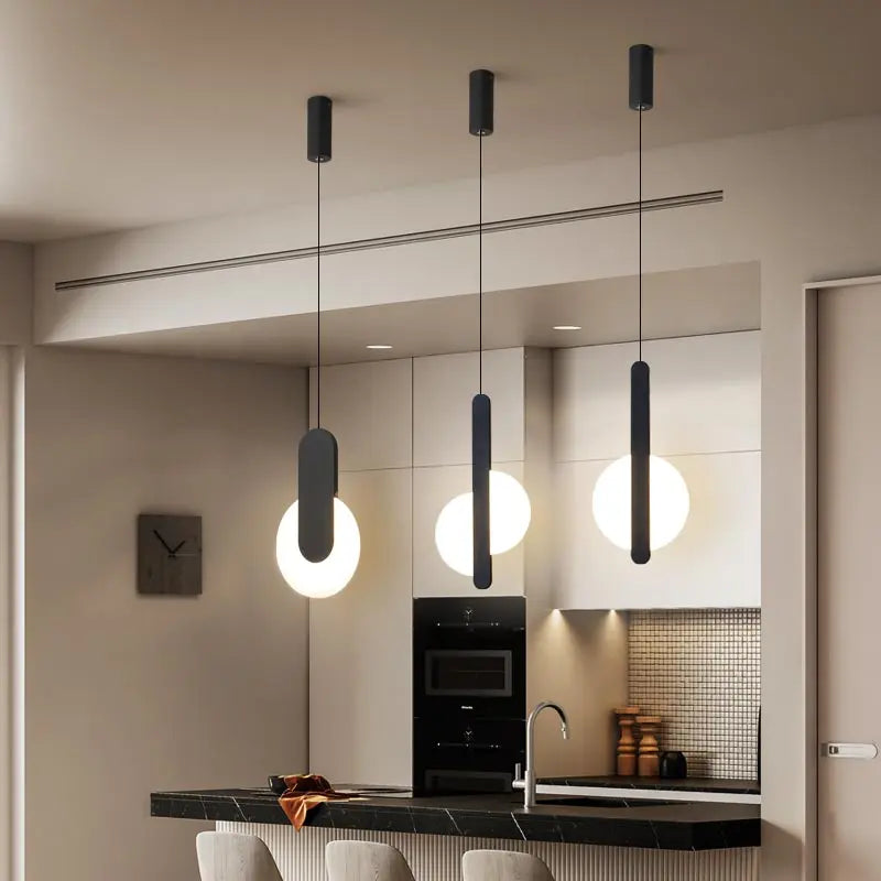 Axyaa Black LED Pendant Lamps Acrylic Sconces for Bedroom Kitchen Dining Table