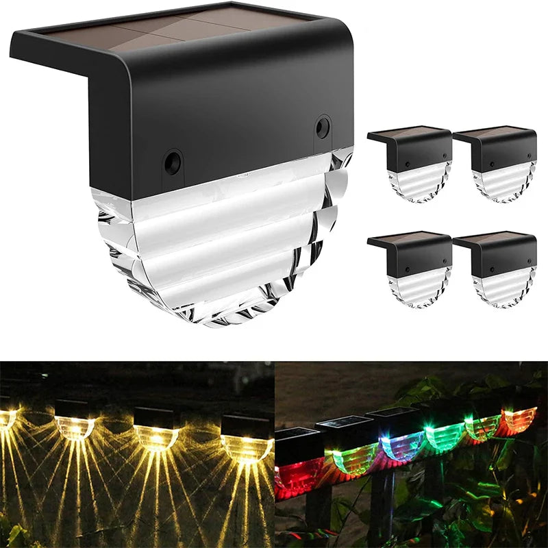 Axyaa Solar Fence Lights for Outdoor Pathway and Deck - Waterproof Step Lighting