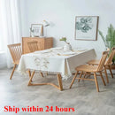 Axyaa Embroidered Cotton Linen Tablecloth Waterproof Dustproof Oil-Proof Dining Table