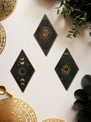 Axyaa Wooden Witchy Wall Pediments Moon Stars Sun Phases Snake Wall Decor