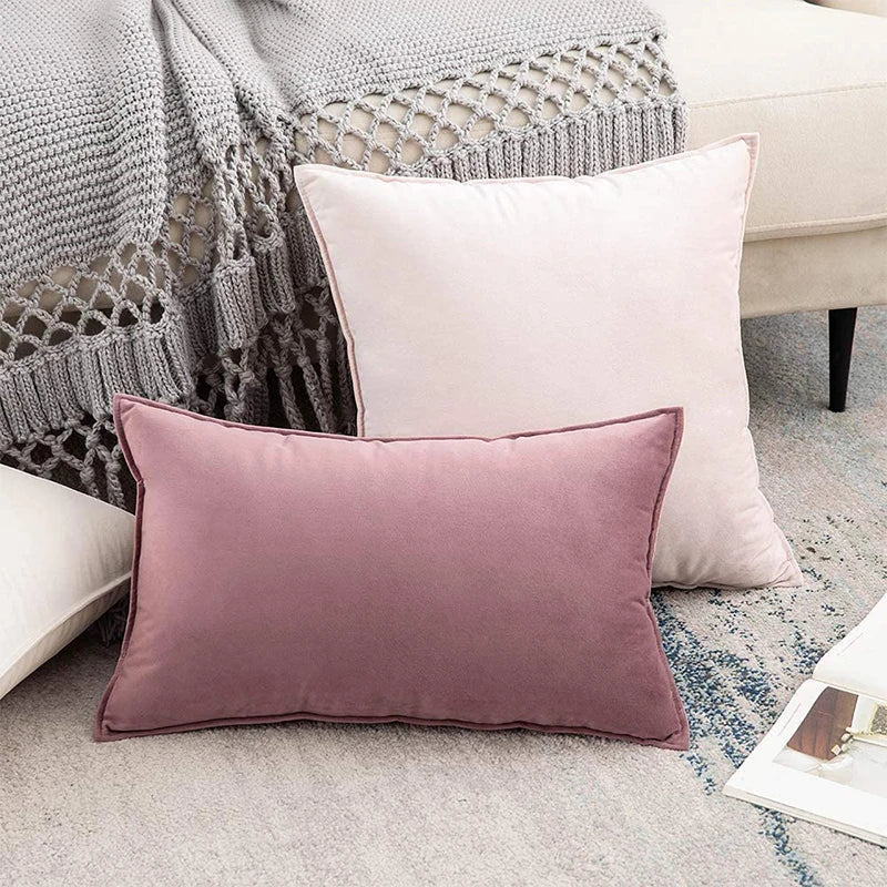 Axyaa Velour Square Pillow Cover 50x50 Lightweight Hidden Zipper Sofa Bed Pillowcase