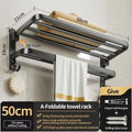 Axyaa Black Aluminum Towel Rack Holder 60CM with Hook and Tissue Holder