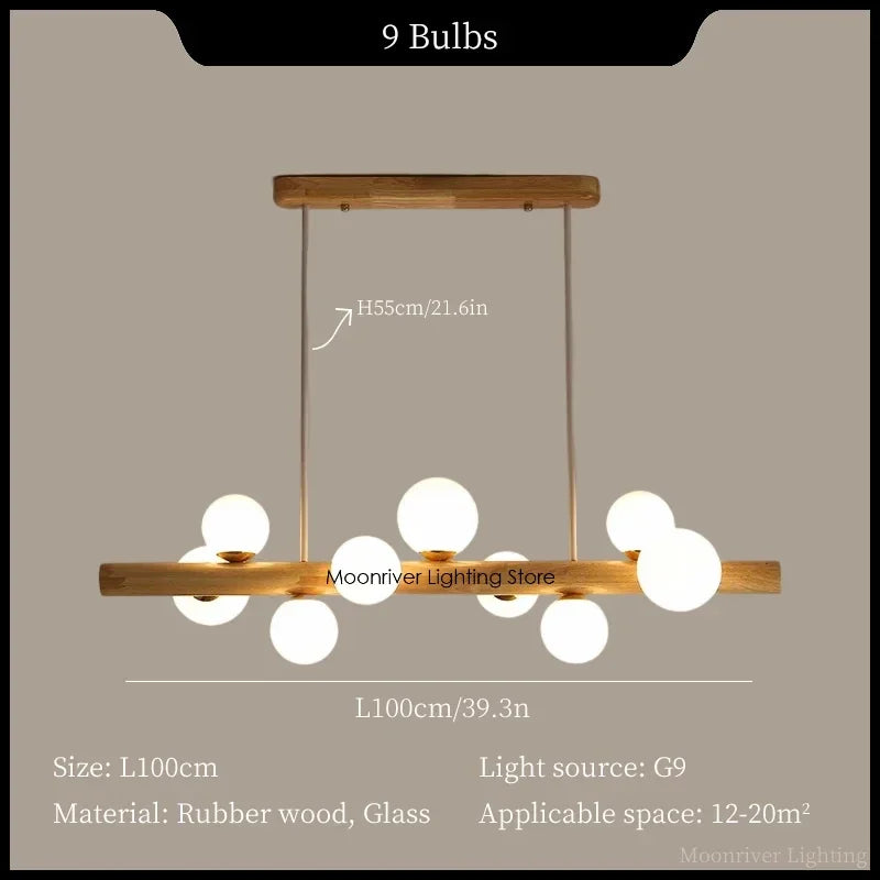 Axyaa Wood Pendant Chandelier LED Ceiling Lighting Fixture