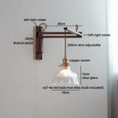 Axyaa Clear Glass LED Wall Sconce with Arm, Black Walnut Wood, Pull Chain - Modern Indoor Lighting