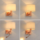 Axyaa LED Fabric Lampshade Wall Lamp with Adjustable Spotlight for Home and Hotel
