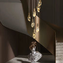 Axyaa LED Diamond Crystal Chandelier for Living Room Staircase - Gold Luminaire
