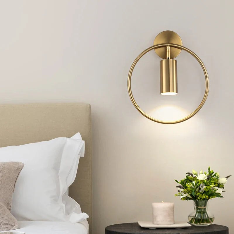 Axya LED Brass Wall Light Ring Fixture for Home Decor and Staircase