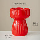 Axyaa Red Ceramic Vase: Elegant Living Room Decor & High-End Ornament