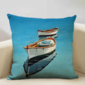 Axyaa Boat Pattern Linen Cushion Cover for Home Sofa Decor