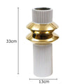 Axyaa Gold-plated Ceramic Vase with Artificial Flowers: Desk Decoration Floral Arrangement