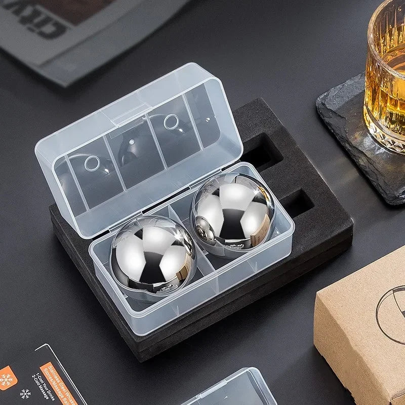Axyaa Stainless Steel Round Hockey Ice Clip Set for Whiskey Beer Cooler Bars