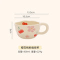 Axyaa Irregular Ceramic Mug Hand-painted Floral Heart Coffee Cup - 300ML