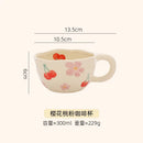 Axyaa Irregular Ceramic Mug Hand-painted Floral Heart Coffee Cup - 300ML