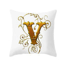 Axyaa European Gold 26 Letters Digital Printed Pillowcase for Home Decor
