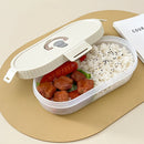 Axyaa Oval Lunch Box Set with Foldable Utensils - Leak-proof Container for Students & Kids