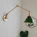 Axyaa Swing Arm Copper Wall Lamp with Green White Lampshade Nordic Modern Design