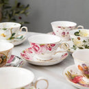 Axyaa Flower Tea Set with Porcelain Mug, Saucer, and Spoon