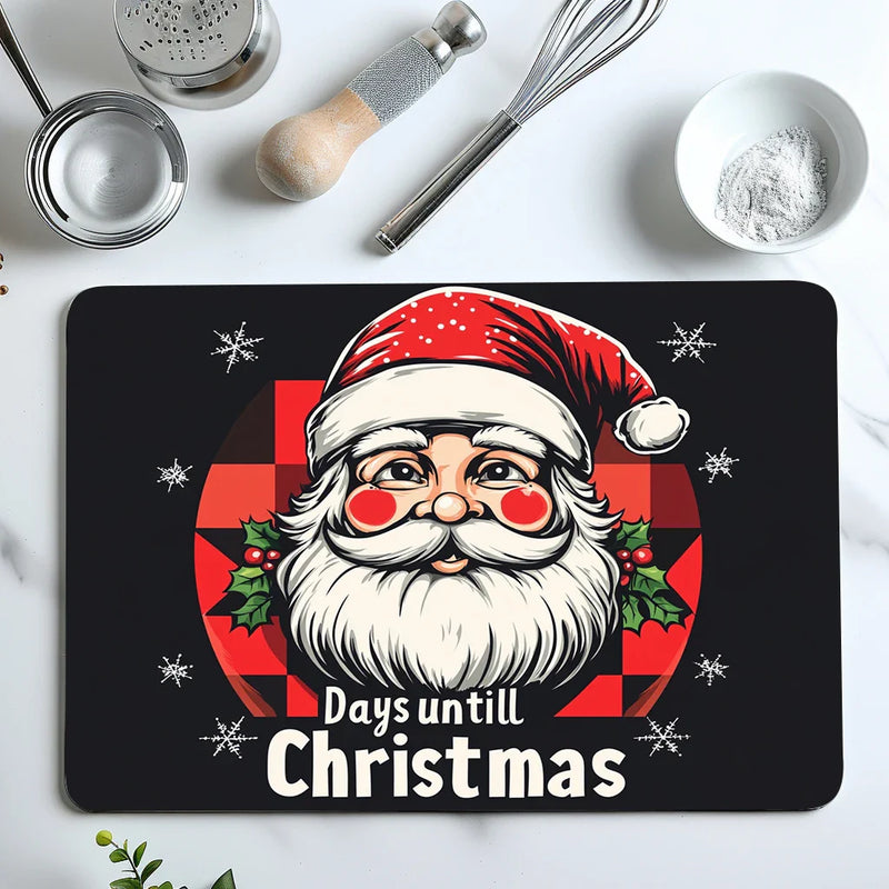 Axyaa Santa Kitchen Draining Mat - Quick Dry Dish Drainer Mat - Absorbent Countertop Drying Pad