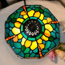 Axyaa Red Rose Stained Glass LED Table Lamp 8 Inches