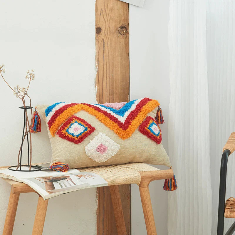 Boho Tufted Tassel Pillowcase | Axyaa Cotton Cushion Cover