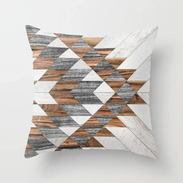 Axyaa Wood Texture Marble Pillowcases - Geometric Cushions Case for Home Decor