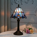Axyaa Baroque Style Blue Stained Glass Table Lamp Night Light - 8 Inch Wide Lampshade