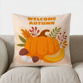 Axyaa Autumn Pumpkin & Candles Pillow Cover - Sofa, Bedroom, Car Decor