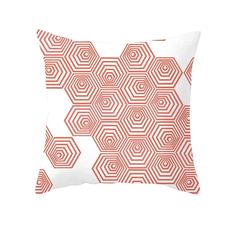 Axyaa Starfish Stripe Print Cushion Cover | Pink Coral Orange Home Decor Pillow Cover
