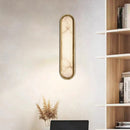 Axyaa LED Oval Wall Lamp: Natural Marble Finish in Gold, Black, or Copper